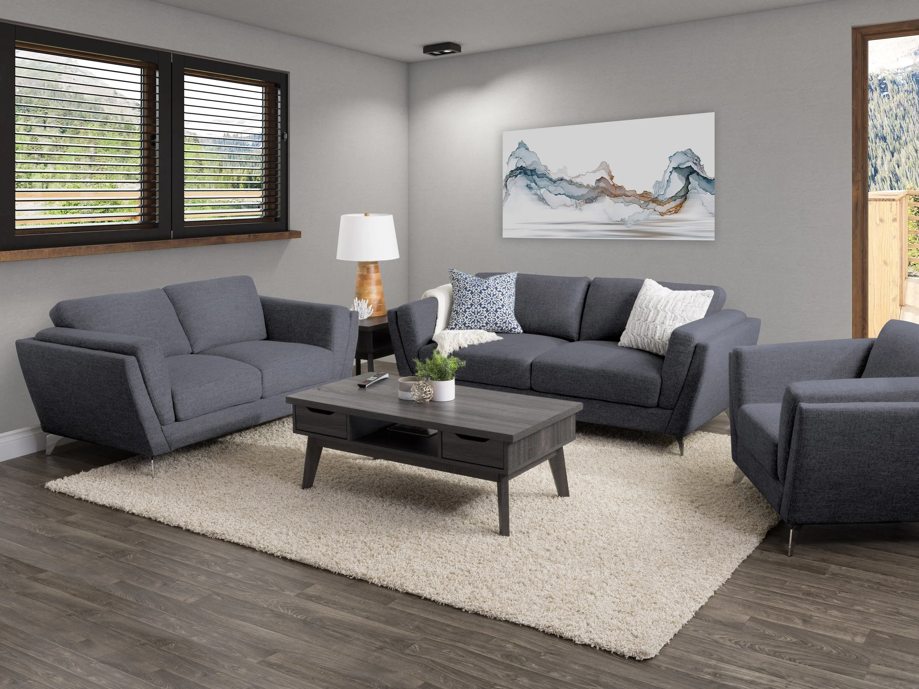 Deep Blue 2 Seat Sofa Loveseat