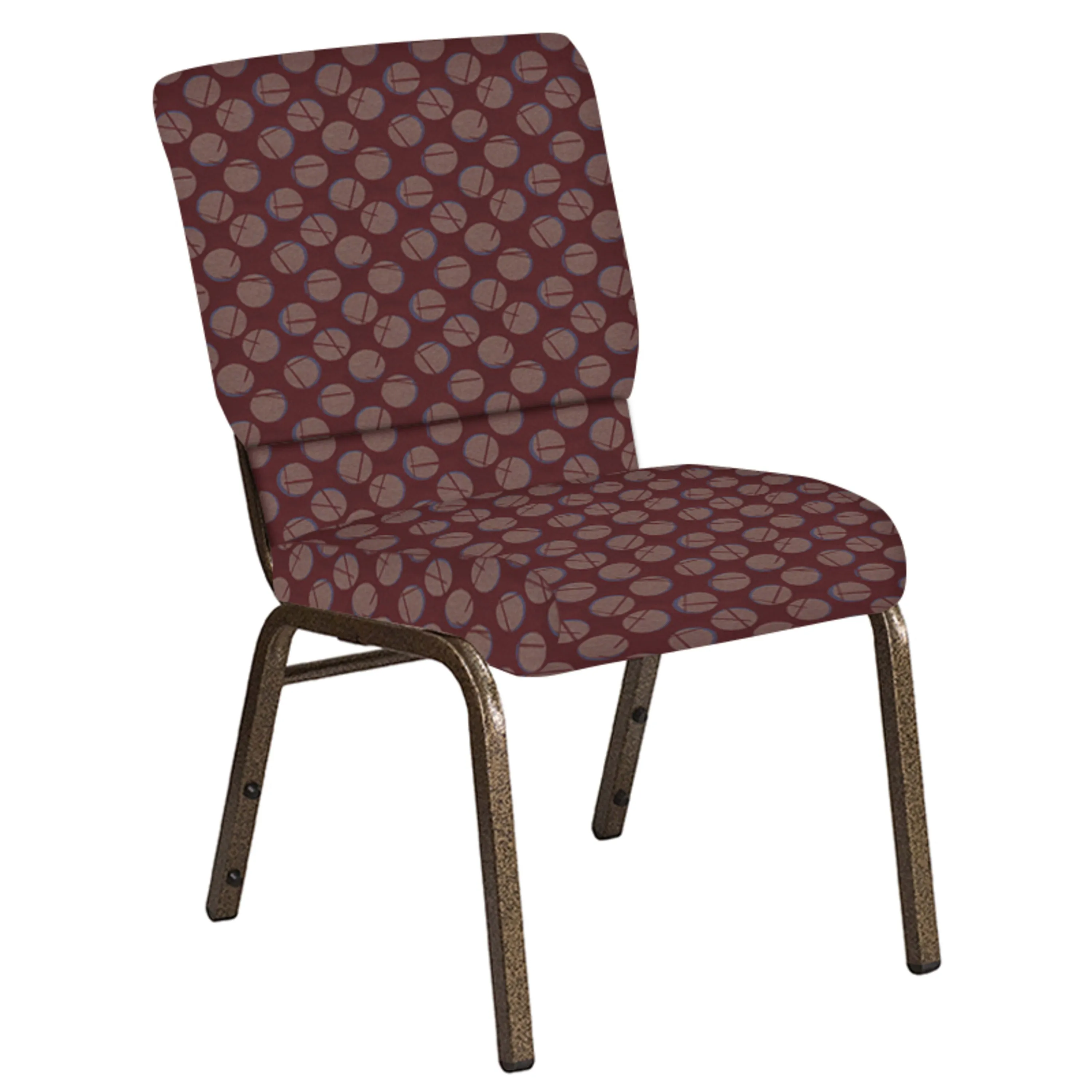 Embroidered 18.5''W Church Chair in Cirque Fabric - Gold Vein Frame