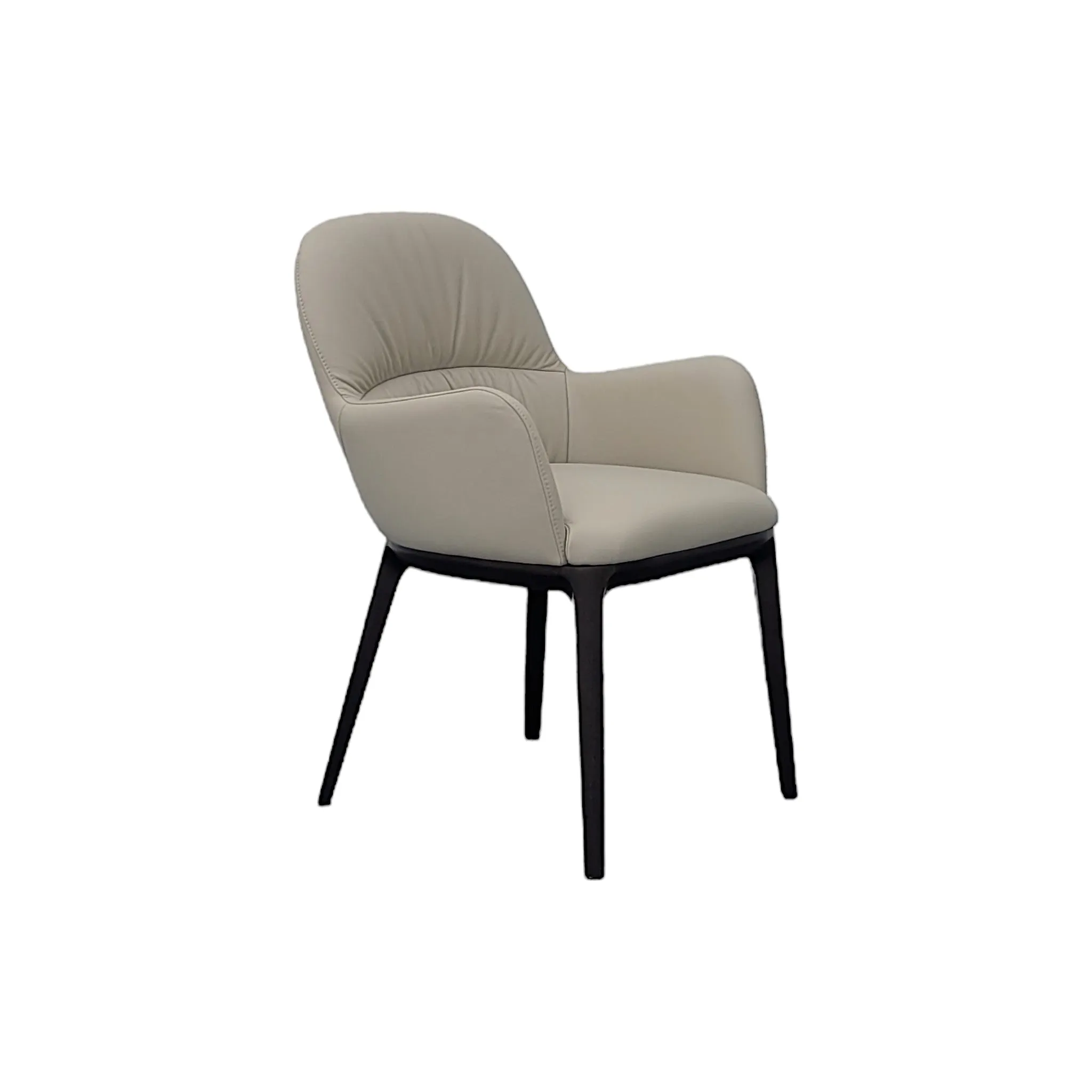 Enea Espresso Wheat Leather Dining Armchair