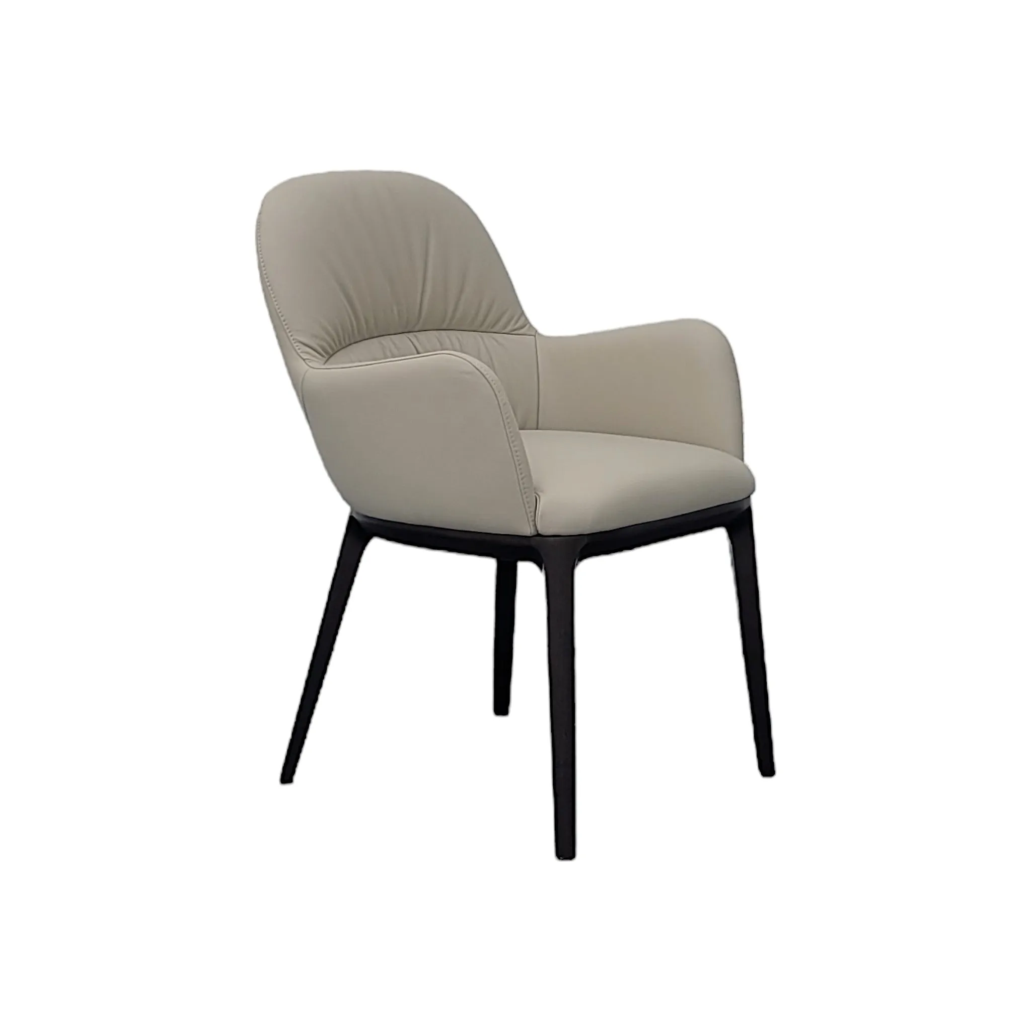 Enea Espresso Wheat Leather Dining Armchair