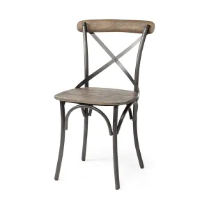 Etienne Dining Chair Brown Wood | Black Metal