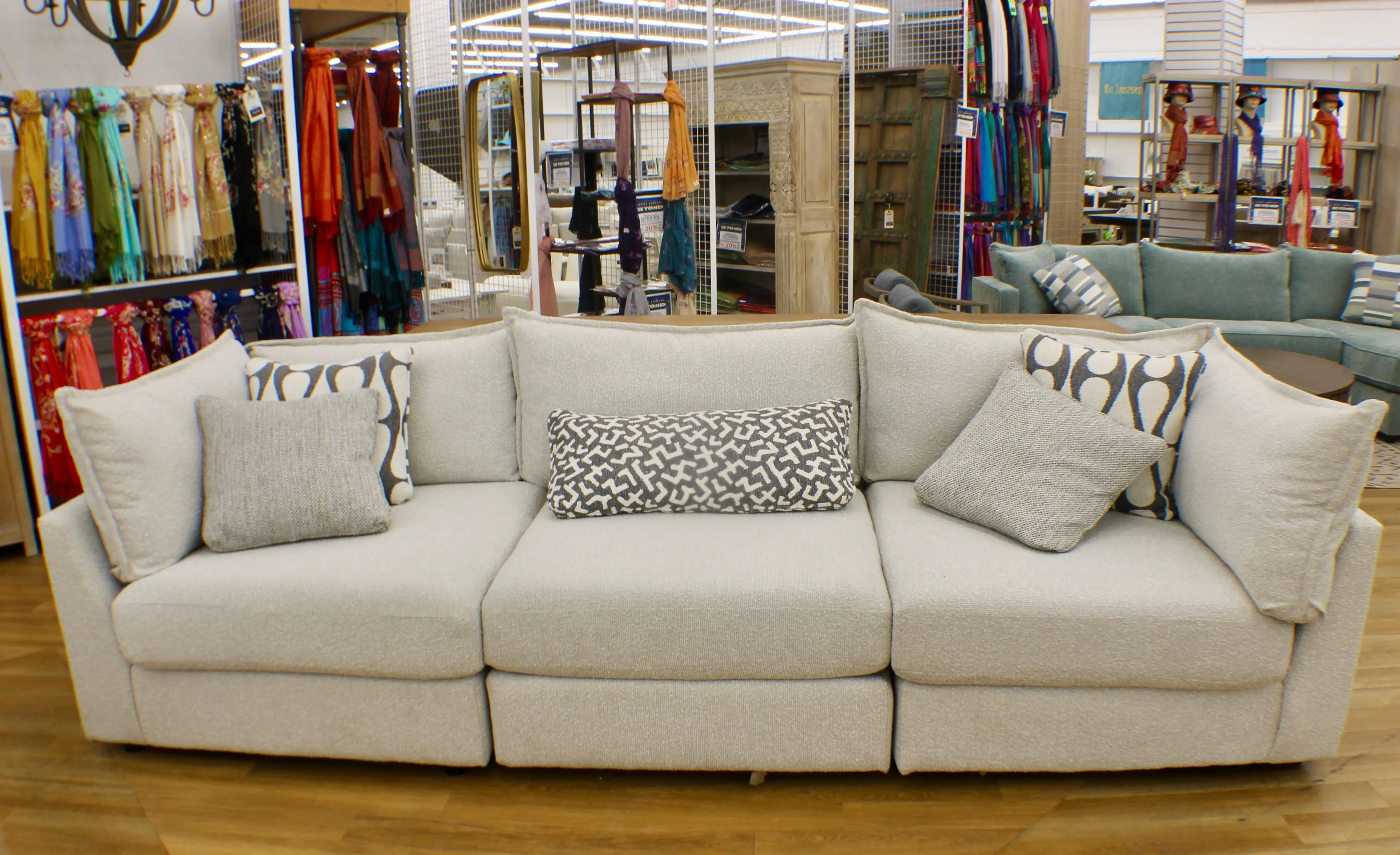 Flange 3-Pc Modular Sofa  Oversized in Pewter or Natural 125"