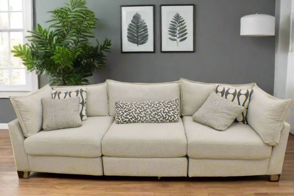 Flange 3-Pc Modular Sofa  Oversized in Pewter or Natural 125"