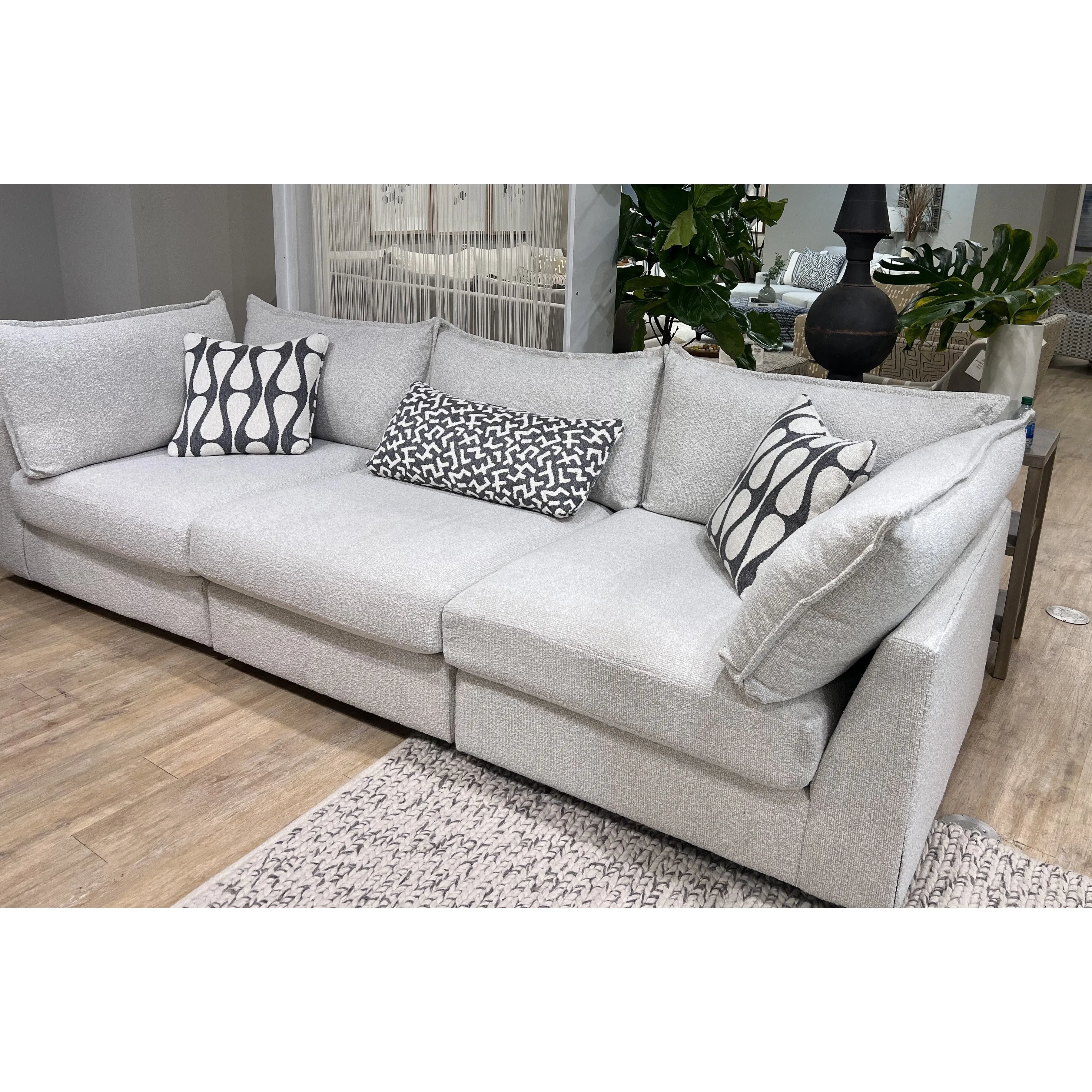 Flange 3-Pc Modular Sofa  Oversized in Pewter or Natural 125"