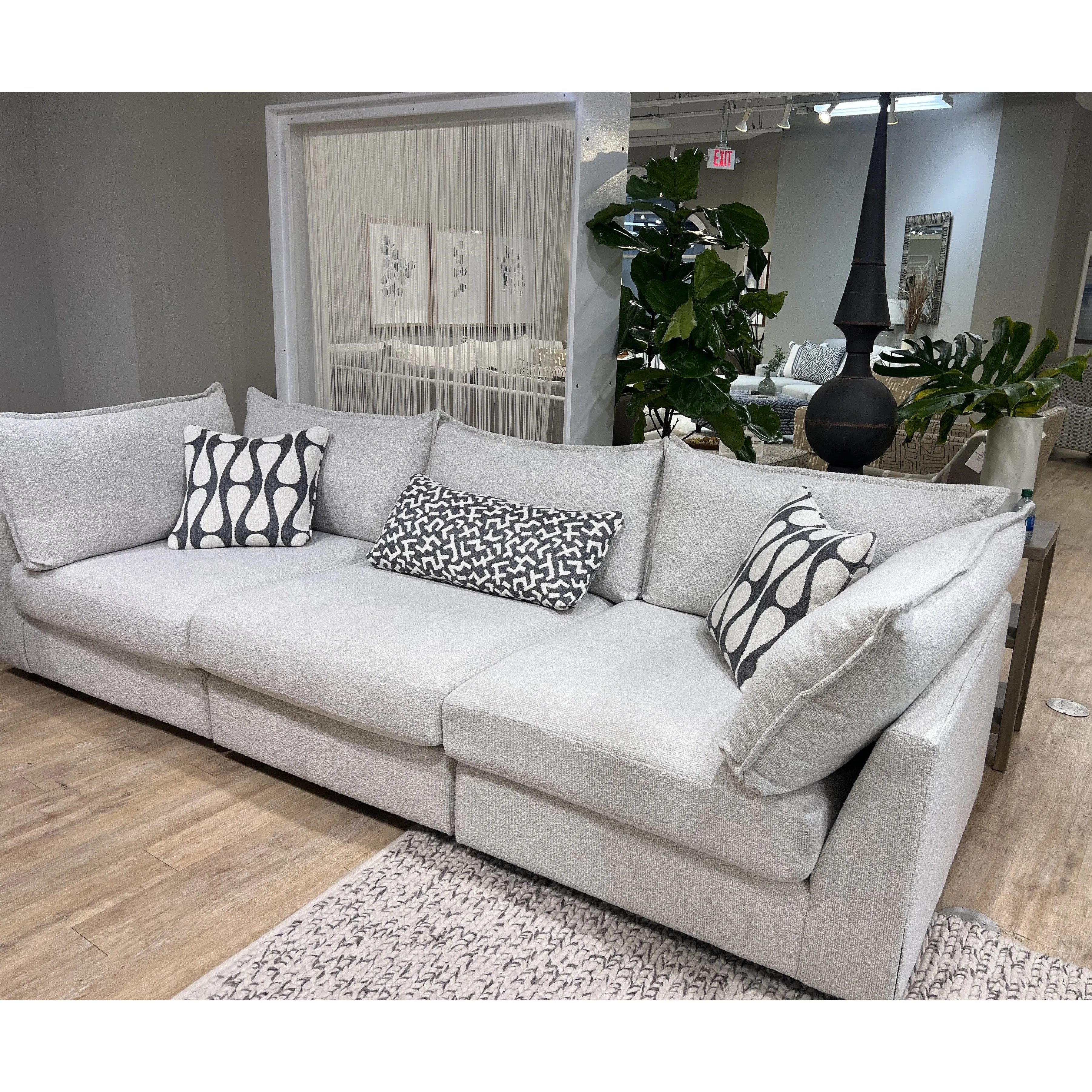 Flange 3-Pc Modular Sofa  Oversized in Pewter or Natural 125"