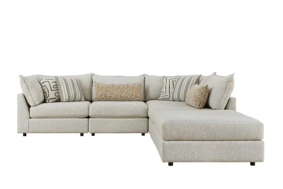 Flange 3-Pc Modular Sofa  Oversized in Pewter or Natural 125"