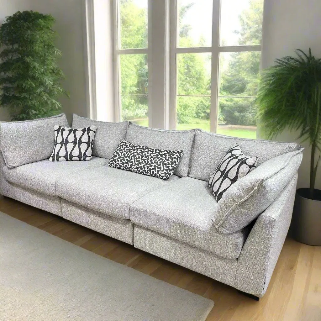 Flange 3-Pc Modular Sofa  Oversized in Pewter or Natural 125"