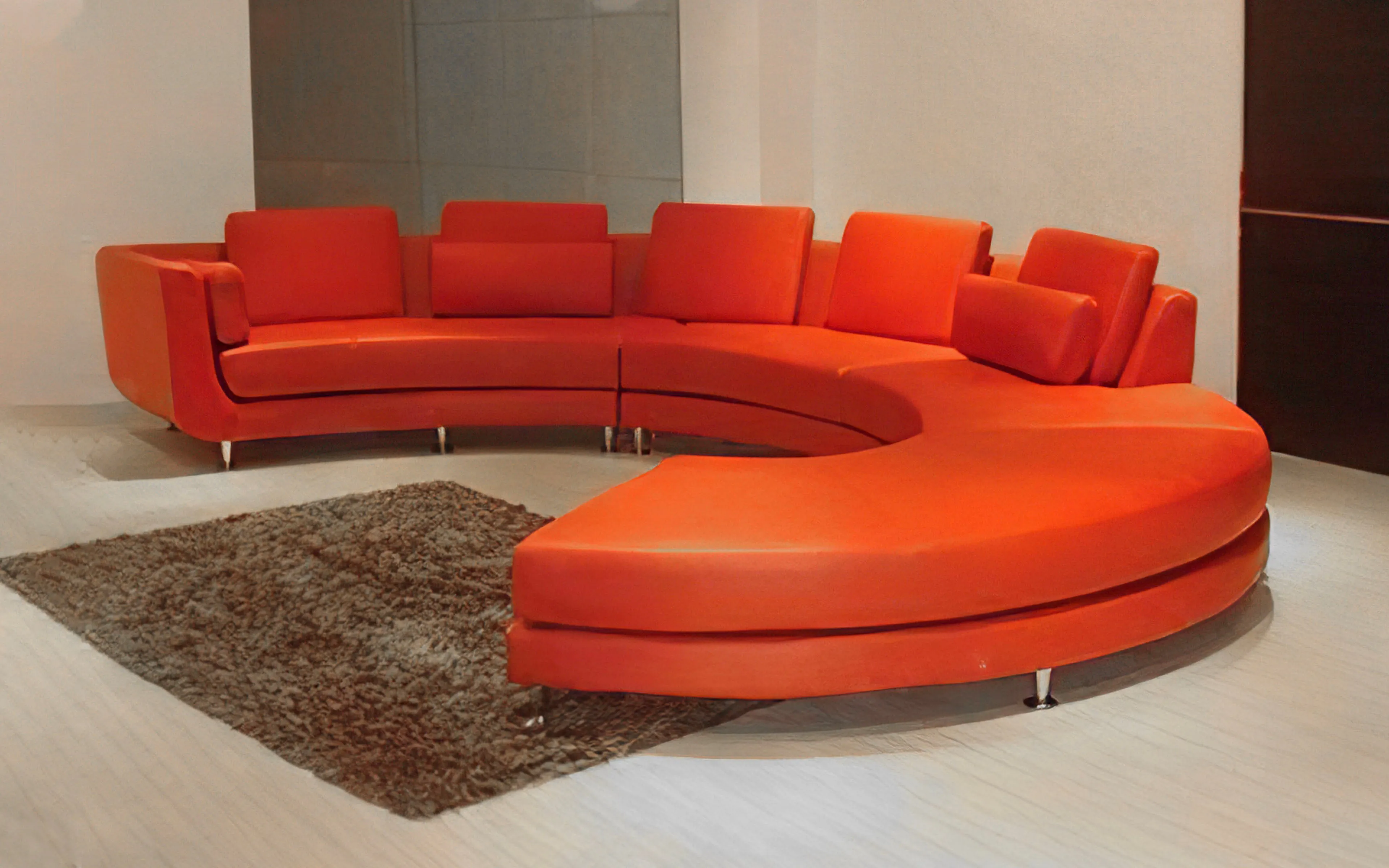 Freida Curve Shape Leather Sofa