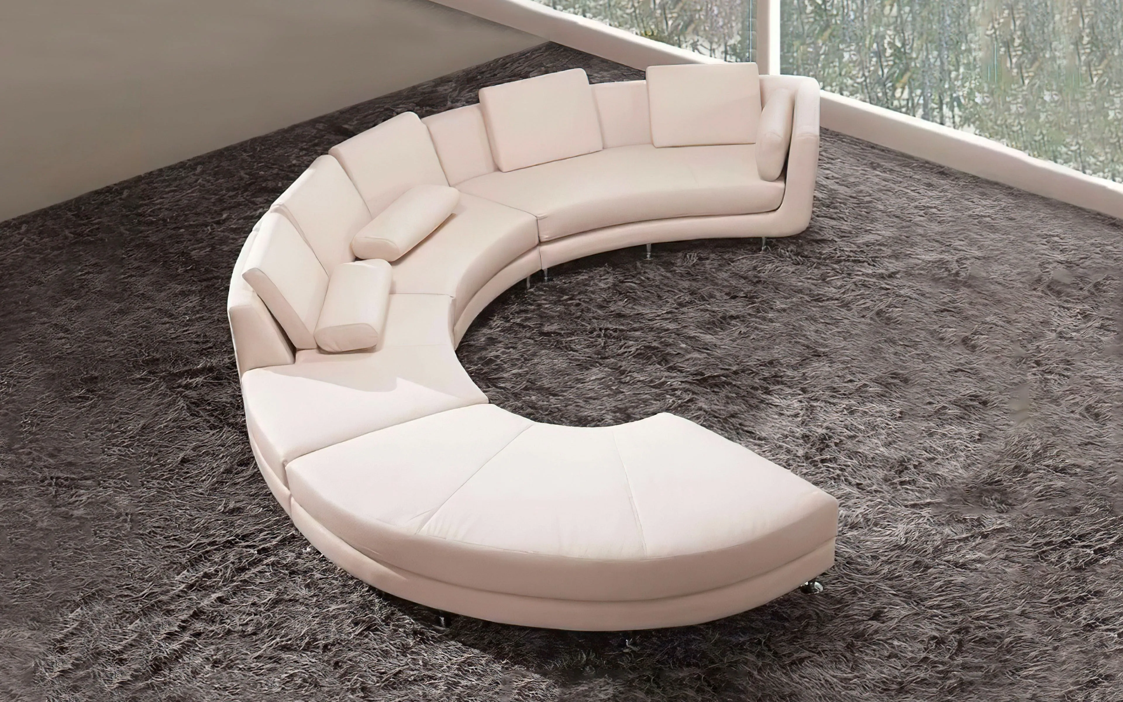 Freida Curve Shape Leather Sofa