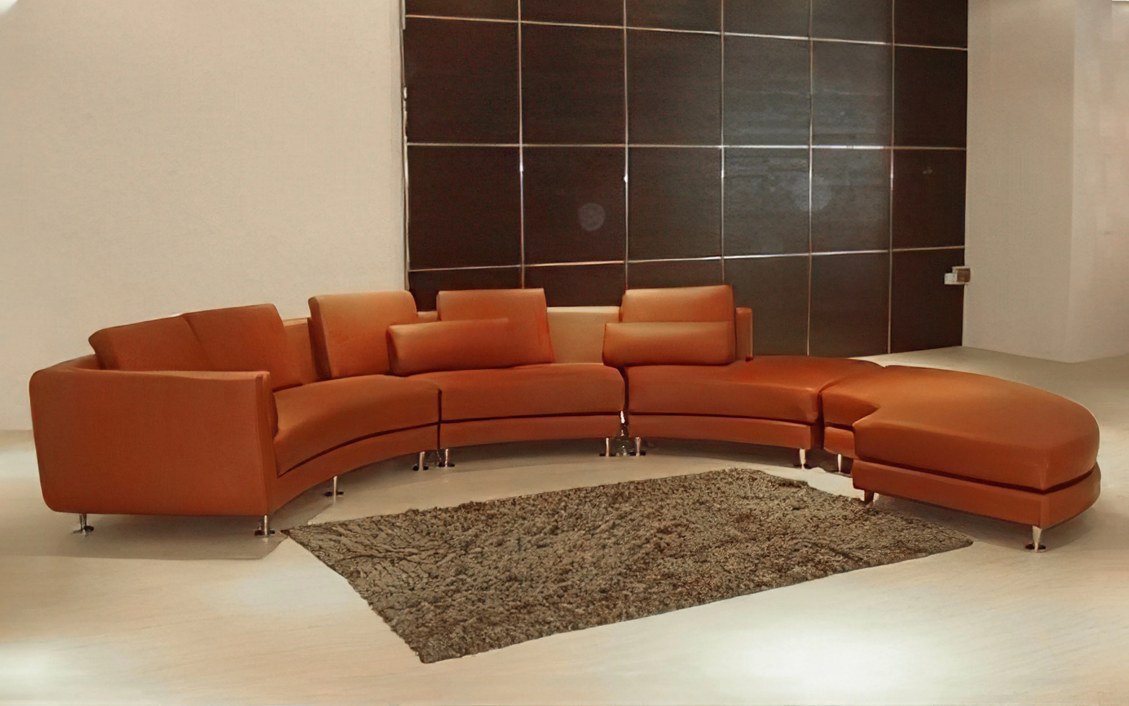 Freida Curve Shape Leather Sofa