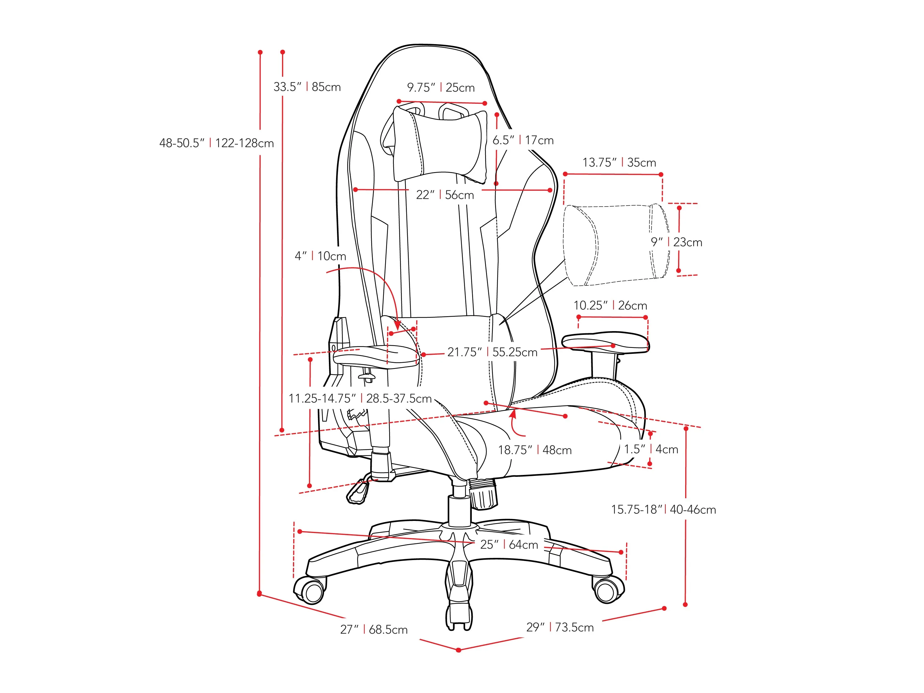 Grey and Red Gaming Office Chair