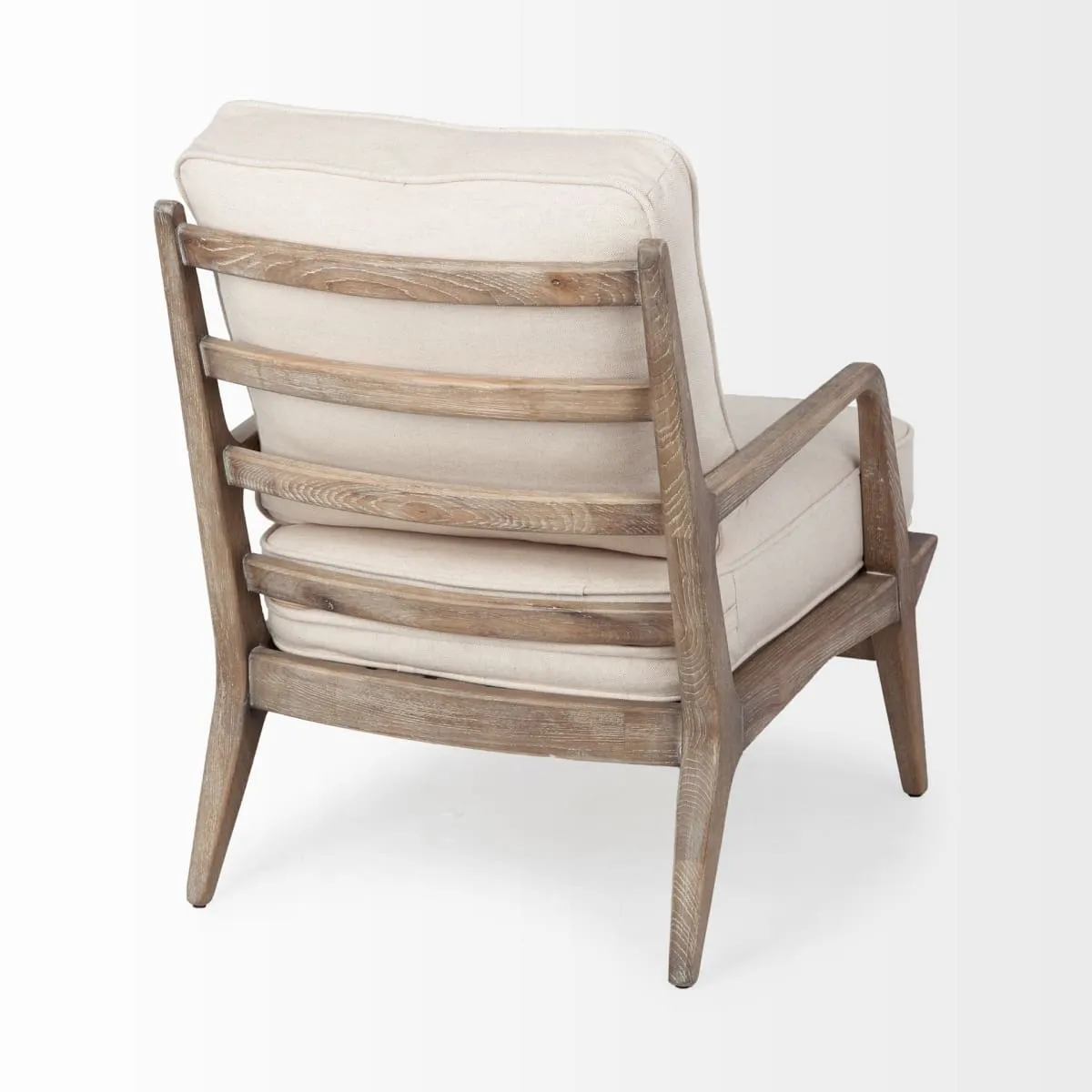 Harman Accent Chair Off-White Fabric | Brown Wood