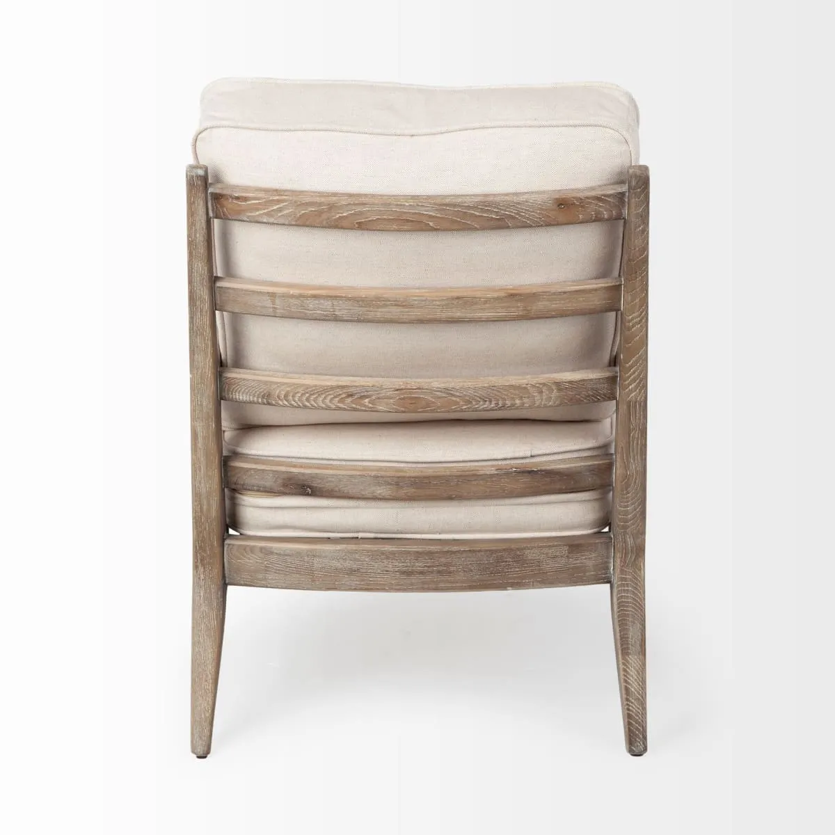 Harman Accent Chair Off-White Fabric | Brown Wood