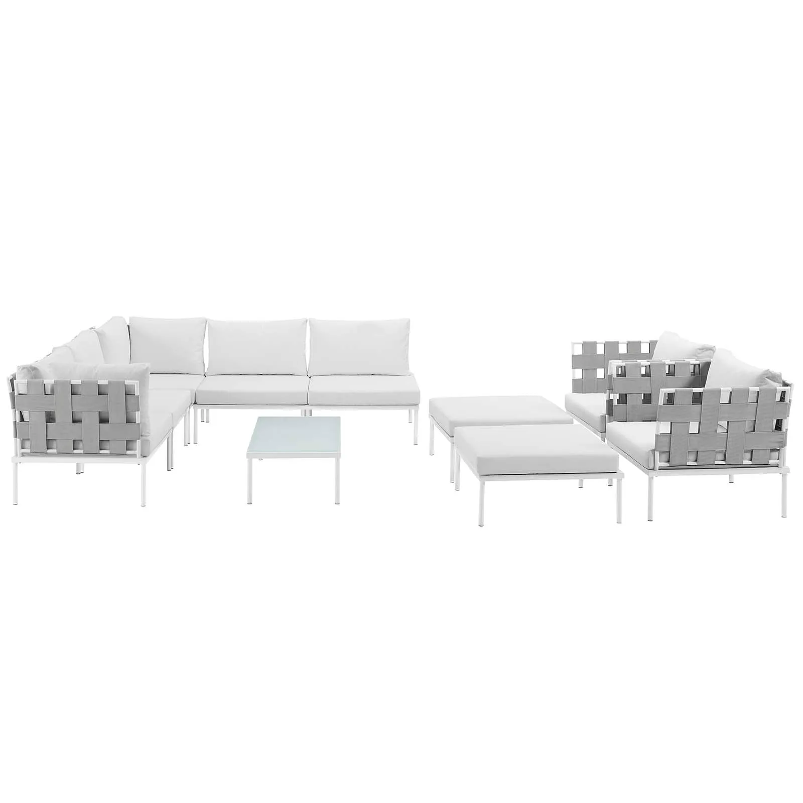 Harmony 10 Piece Outdoor Patio Aluminum Sectional Sofa Set