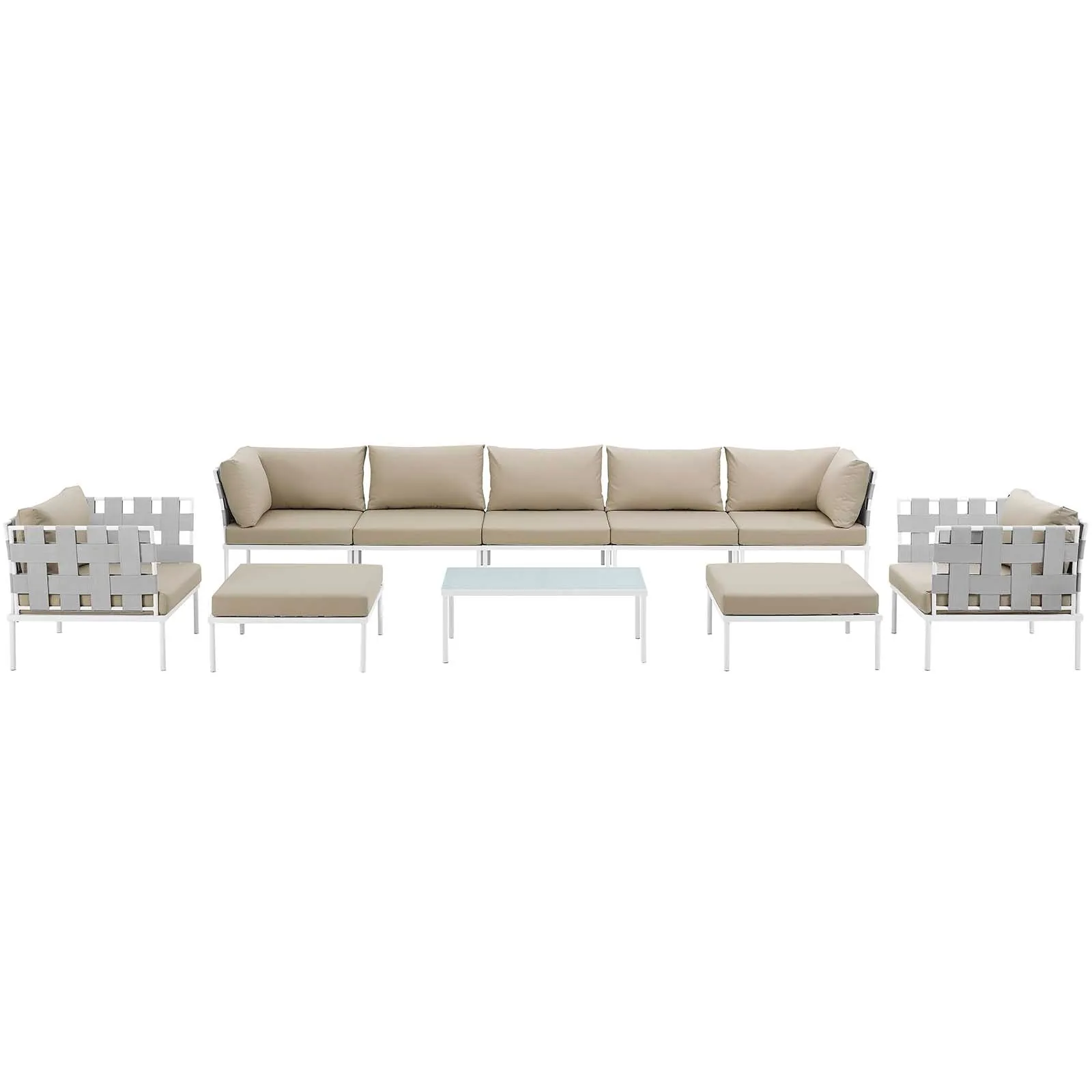 Harmony 10 Piece Outdoor Patio Aluminum Sectional Sofa Set