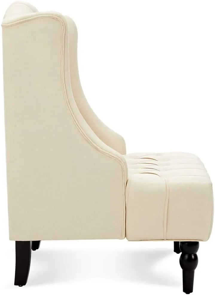 High-Back Fabric Club Chair, Wingback Chair, Modern Accent Chair for Living Room, Bedroom, Creamy White