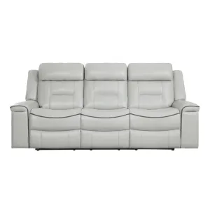 Homelegance Furniture Darwan Double Lay Flat Reclining Sofa in Light Gray