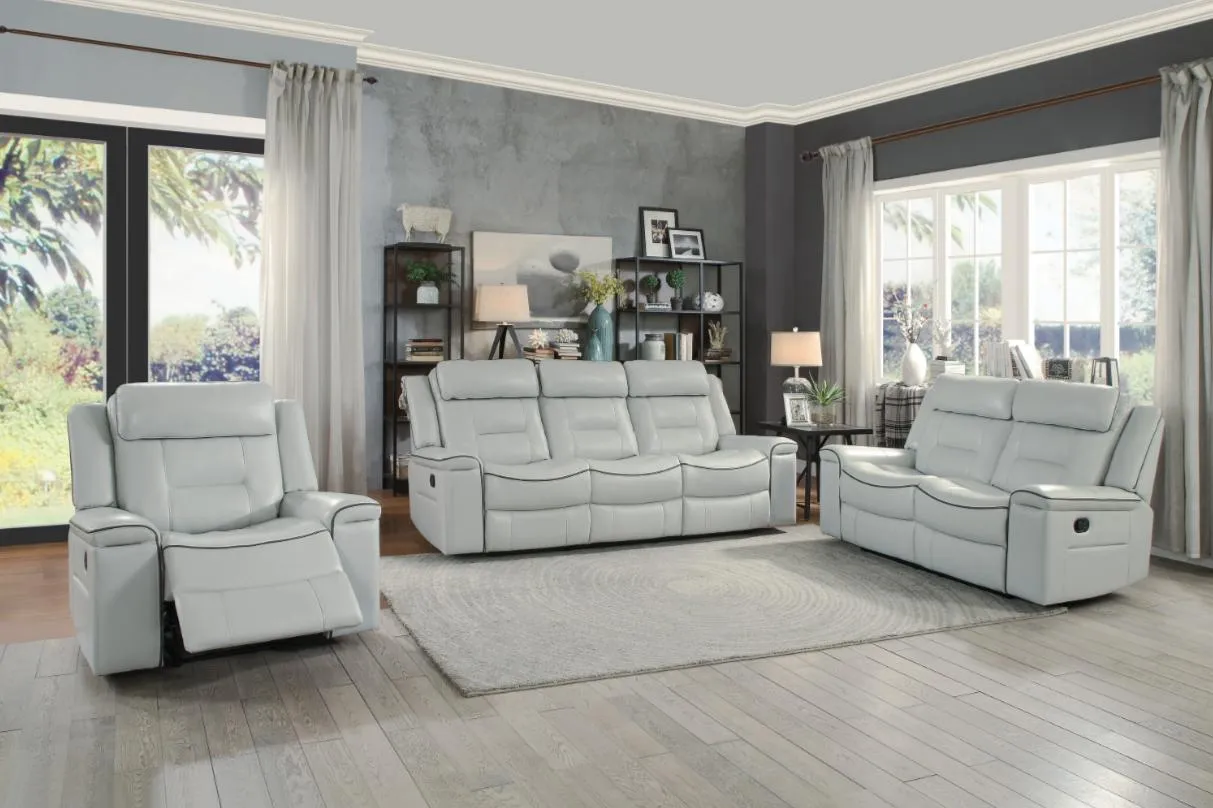 Homelegance Furniture Darwan Double Lay Flat Reclining Sofa in Light Gray