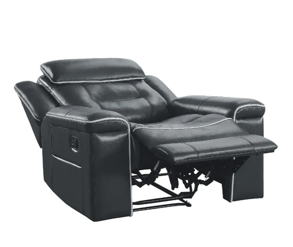 Homelegance Furniture Darwan Lay Flat Recliner in Dark Gray