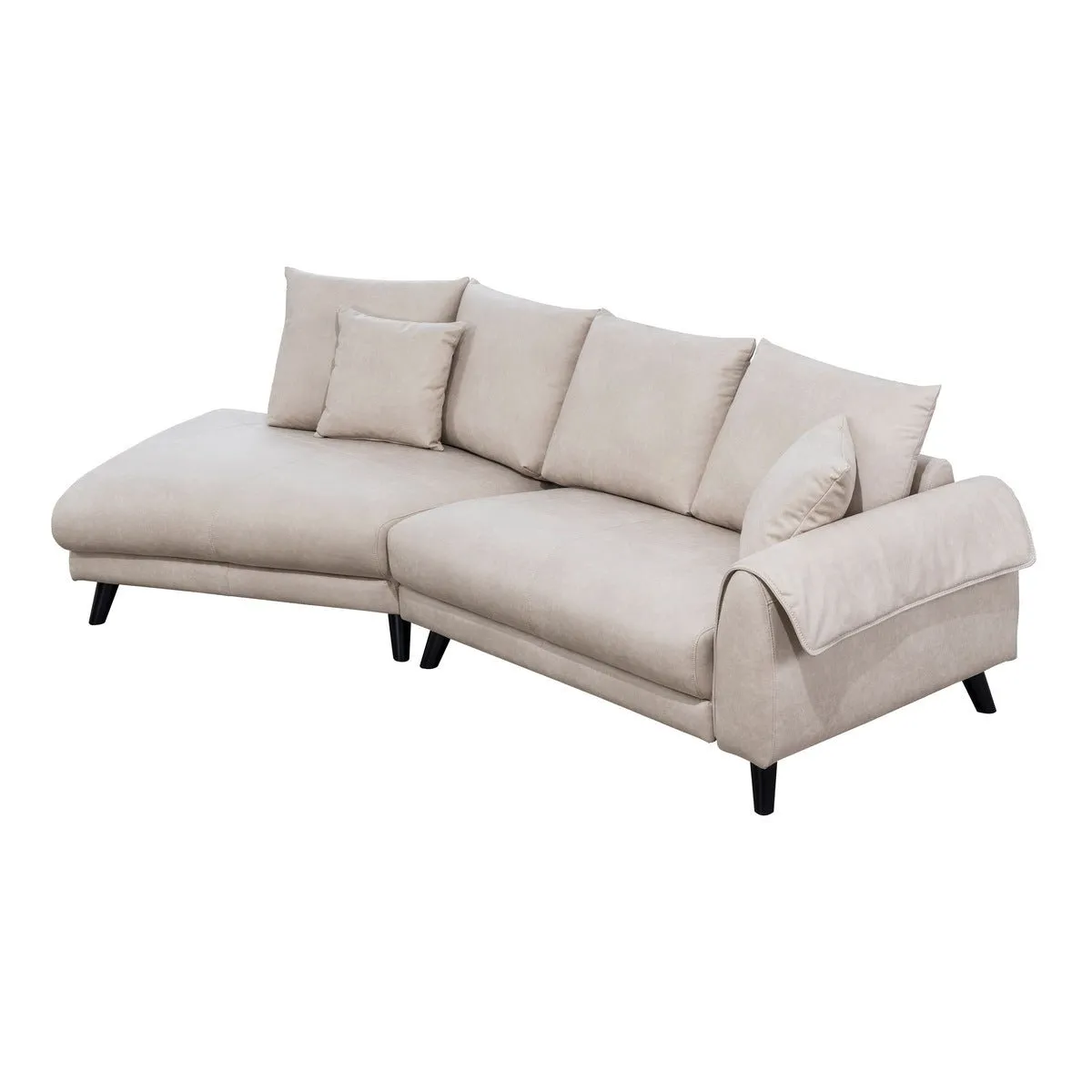 Isolde Ivory Sectional with Left Side Chaise & 2 Pillows