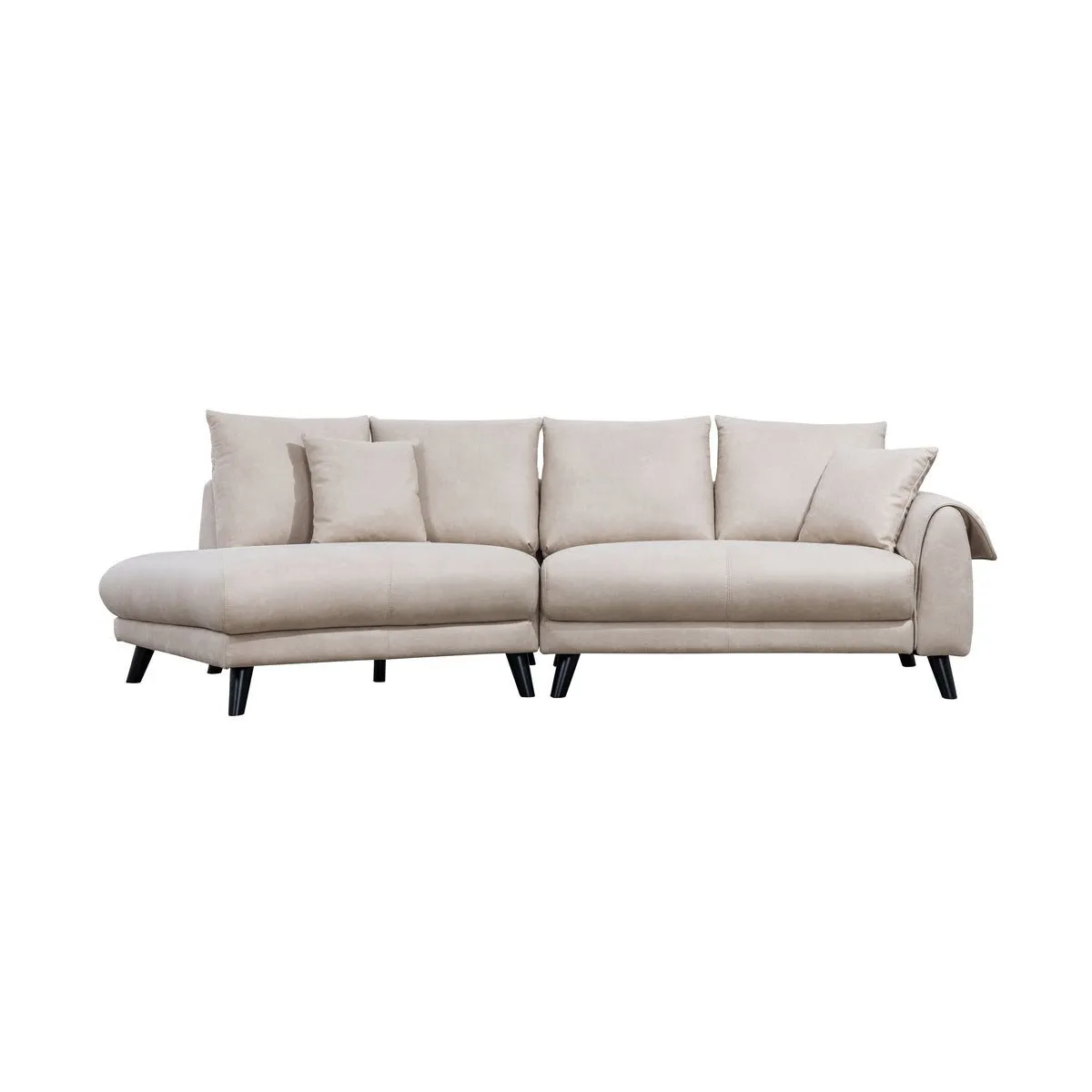 Isolde Ivory Sectional with Left Side Chaise & 2 Pillows