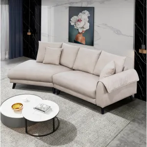 Isolde Ivory Sectional with Left Side Chaise & 2 Pillows