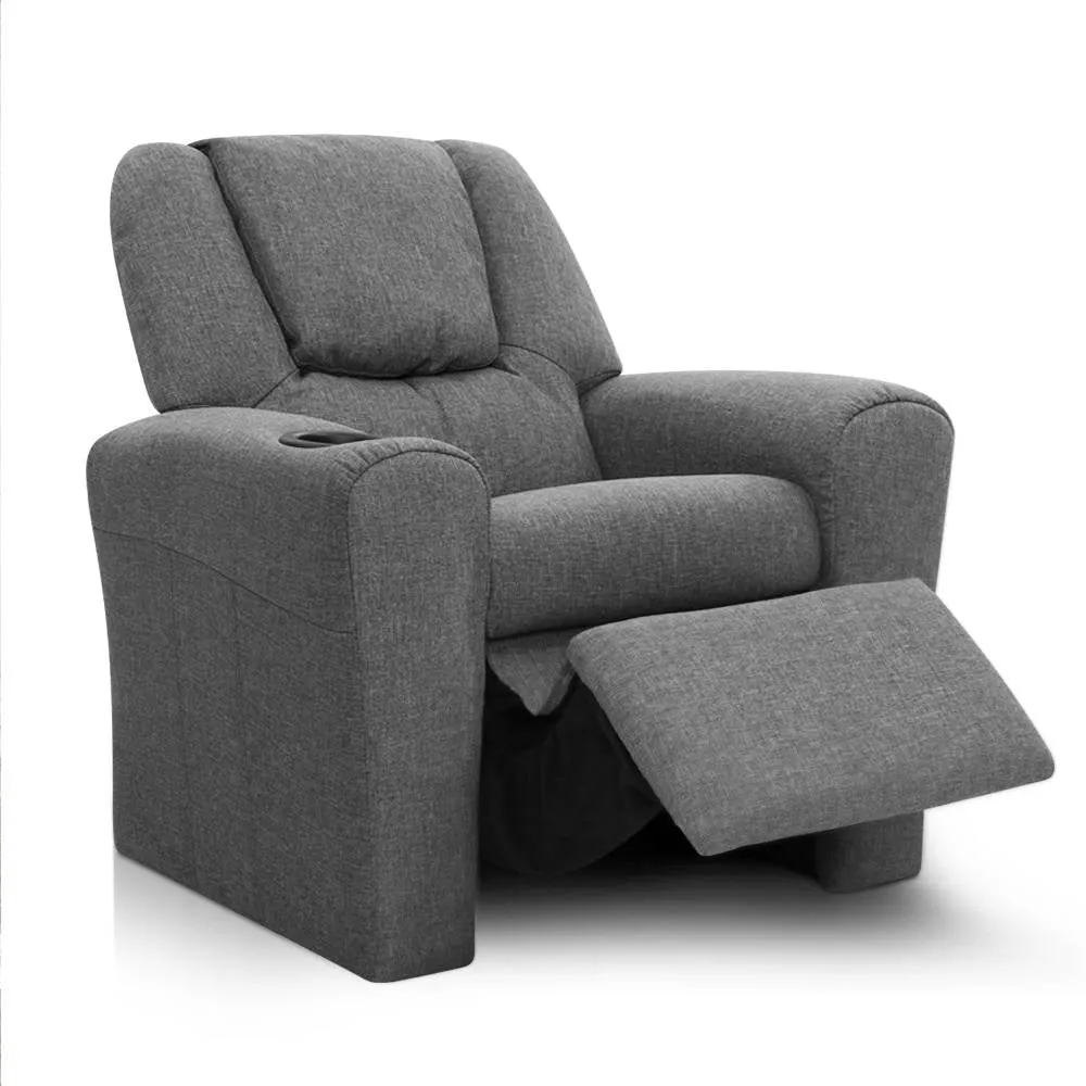 Kids Recliner Chair Linen Grey