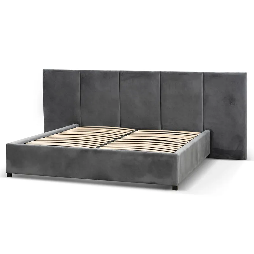 King Bed Frame - Charcoal Velvet