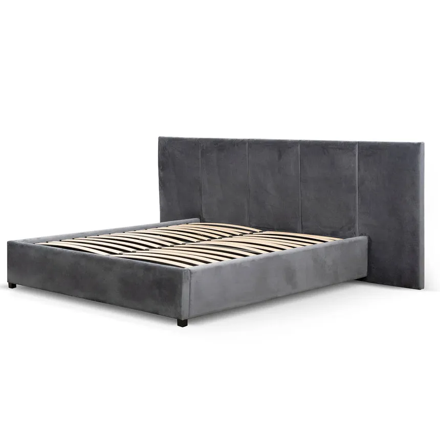 King Bed Frame - Charcoal Velvet