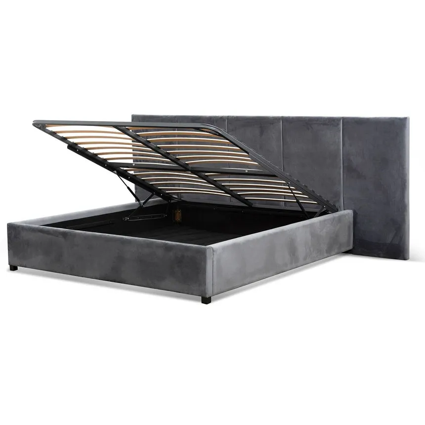 King Bed Frame - Charcoal Velvet