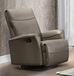 L0032-MEC-GL-OP BROWN LEATHER/VINYL POWER GLIDER ROCKER RECLINER