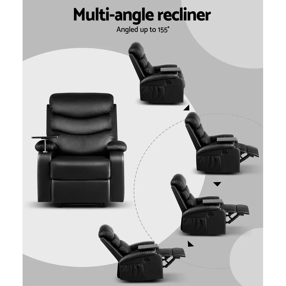 Leather Recliner Chair with Tray Table and Footrest - Artiss