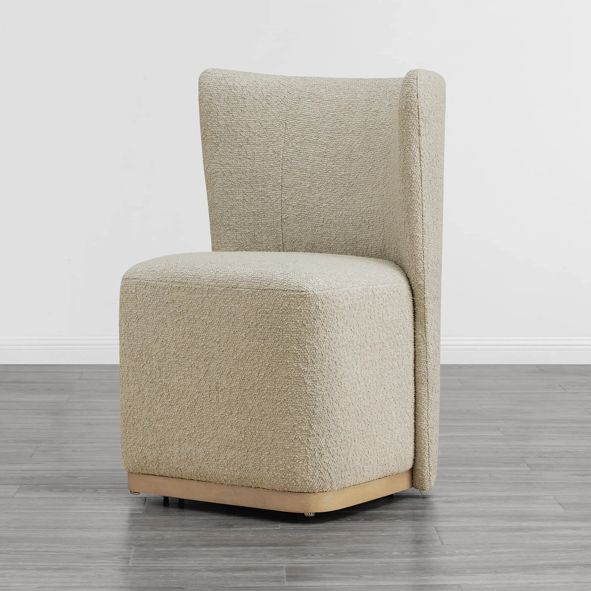 Lilibet Wingback Performance Fabric Dining Chair With Casters