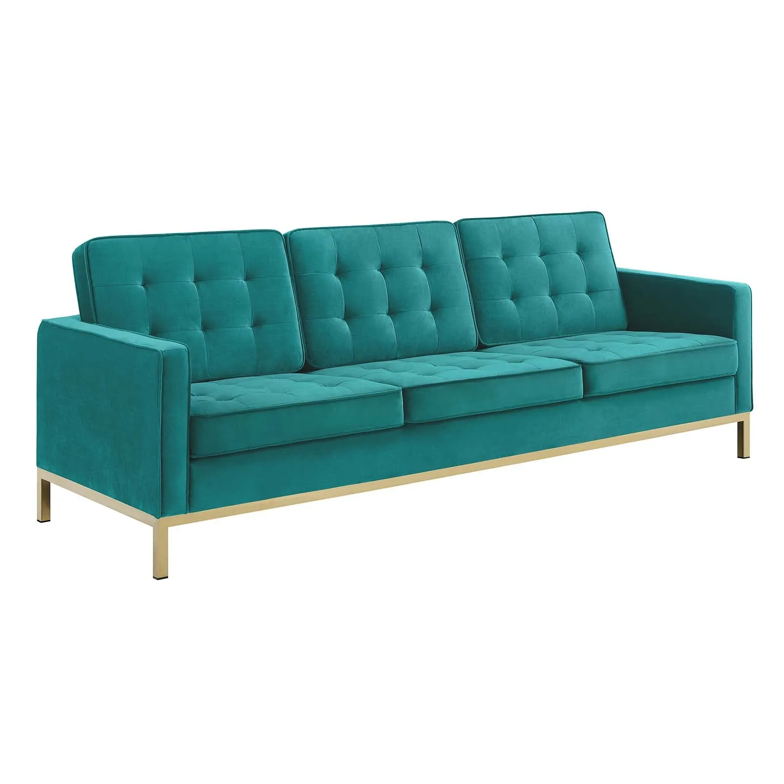 Loft Gold Stainless Steel Leg Performance Velvet Sofa and Loveseat Set