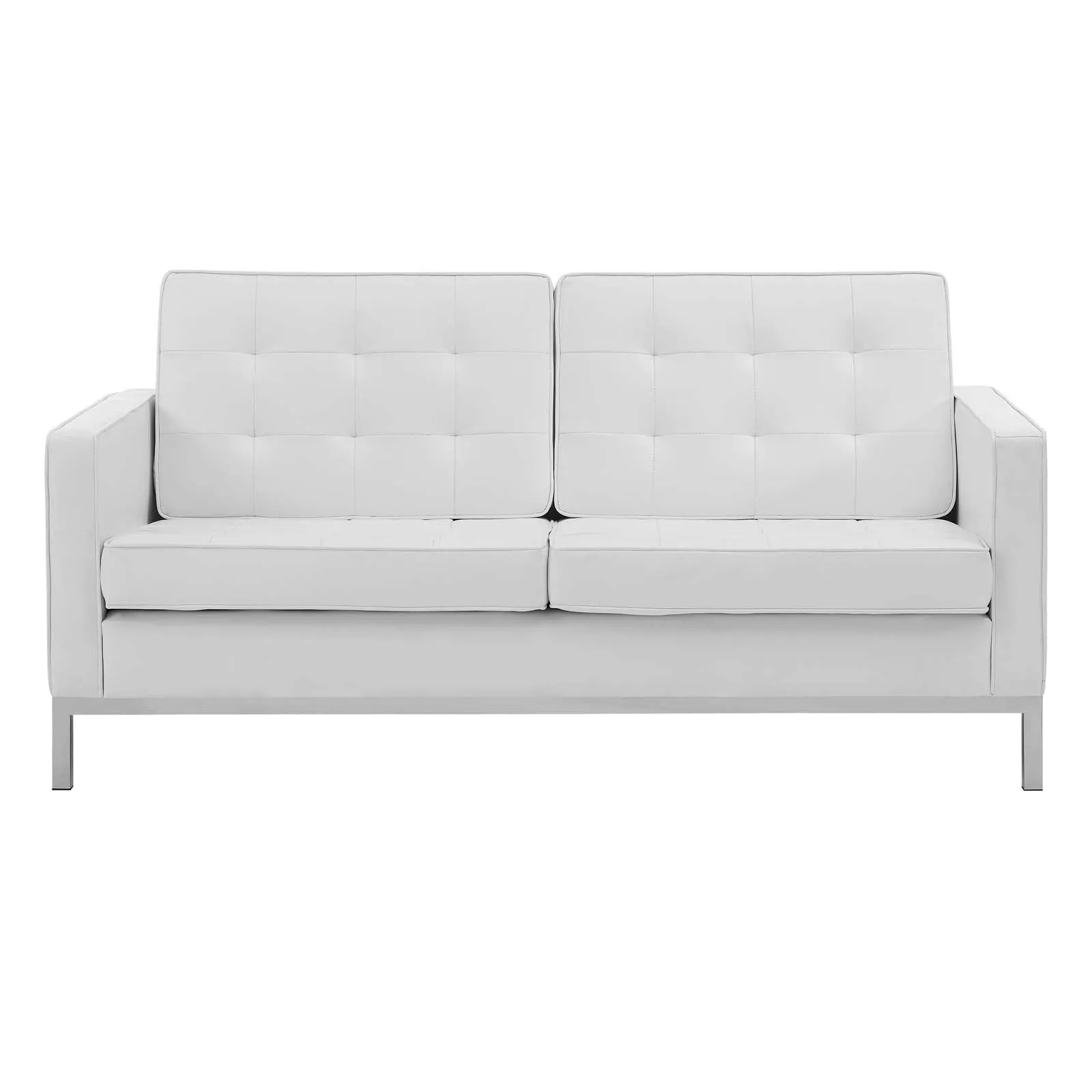 Loft Tufted Upholstered Faux Leather Loveseat