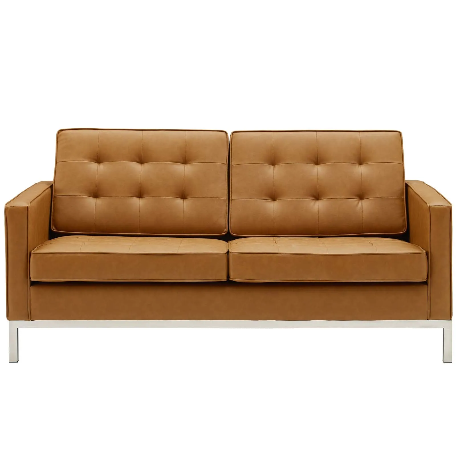 Loft Tufted Upholstered Faux Leather Loveseat