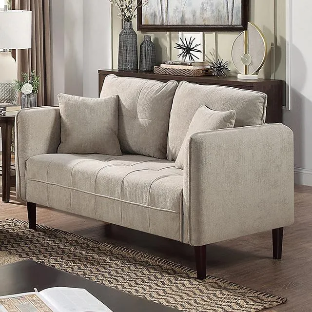 LYNDA Loveseat w/ Pillows, Light Gray