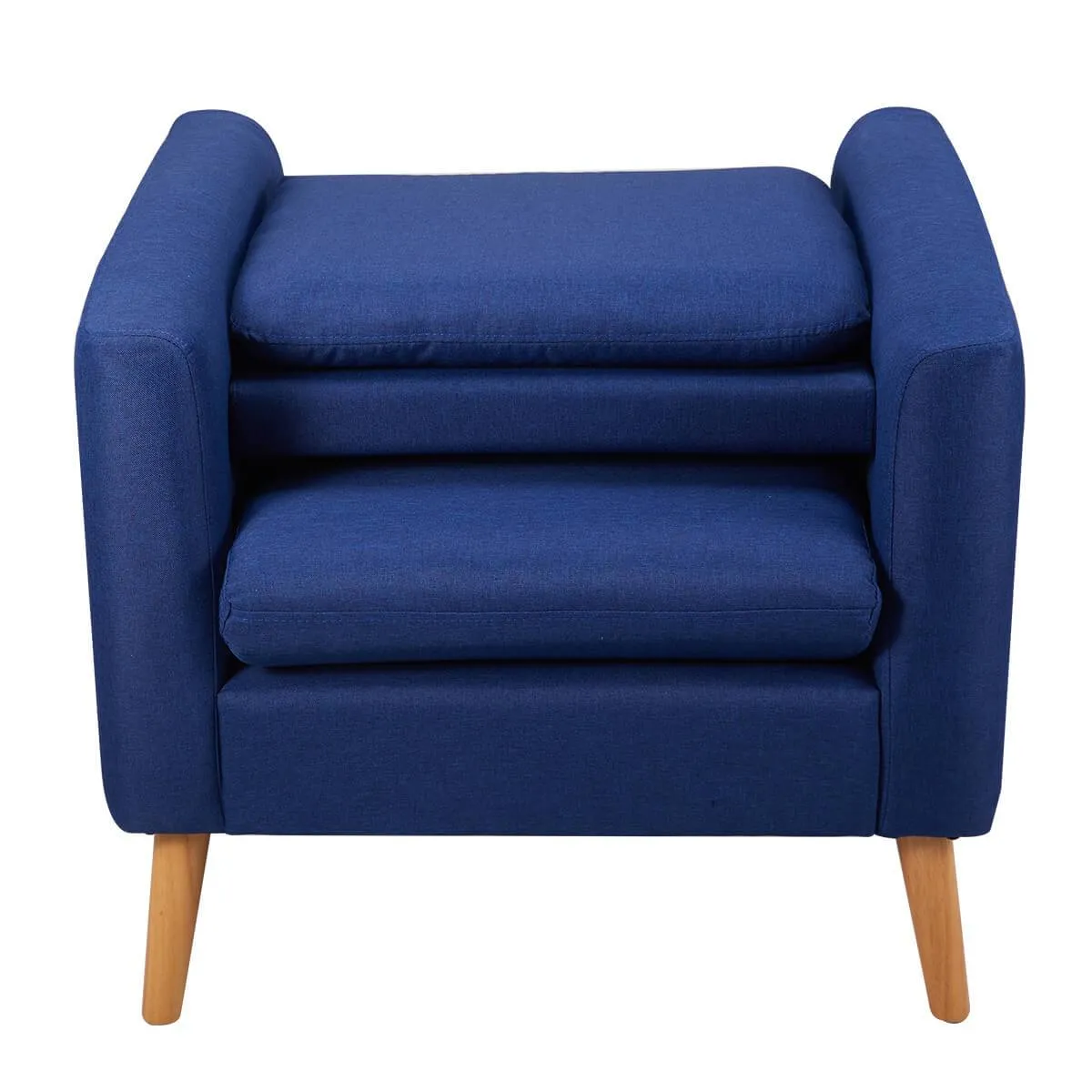 Modern Accent Fabric Chair Single Sofa Comfy Upholstered Arm Chair Living Room Furniture, Blue