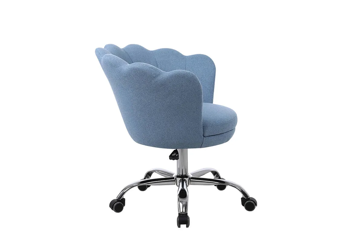 Modern Home Office Chair, Cute Velvet Upholstered Shell Chair Adjustable Swivel Vanity Chair for Women, Blue