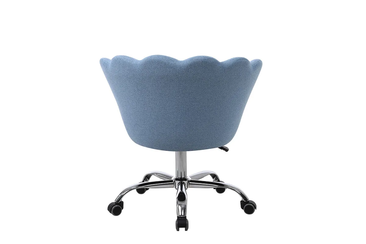 Modern Home Office Chair, Cute Velvet Upholstered Shell Chair Adjustable Swivel Vanity Chair for Women, Blue