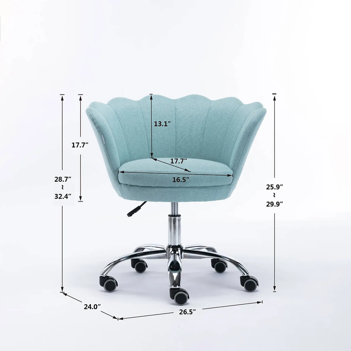 Modern Home Office Chair, Cute Velvet Upholstered Shell Chair Adjustable Swivel Vanity Chair for Women, Mint Green