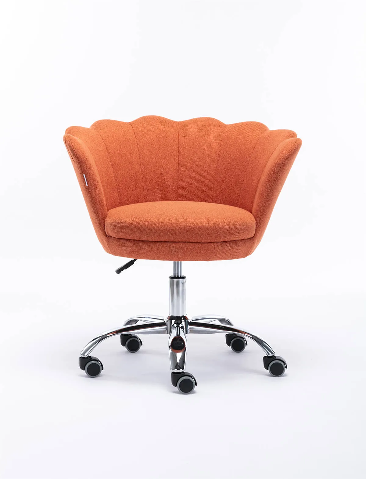 Modern Home Office Chair, Cute Velvet Upholstered Shell Chair Adjustable Swivel Vanity Chair for Women, Orange