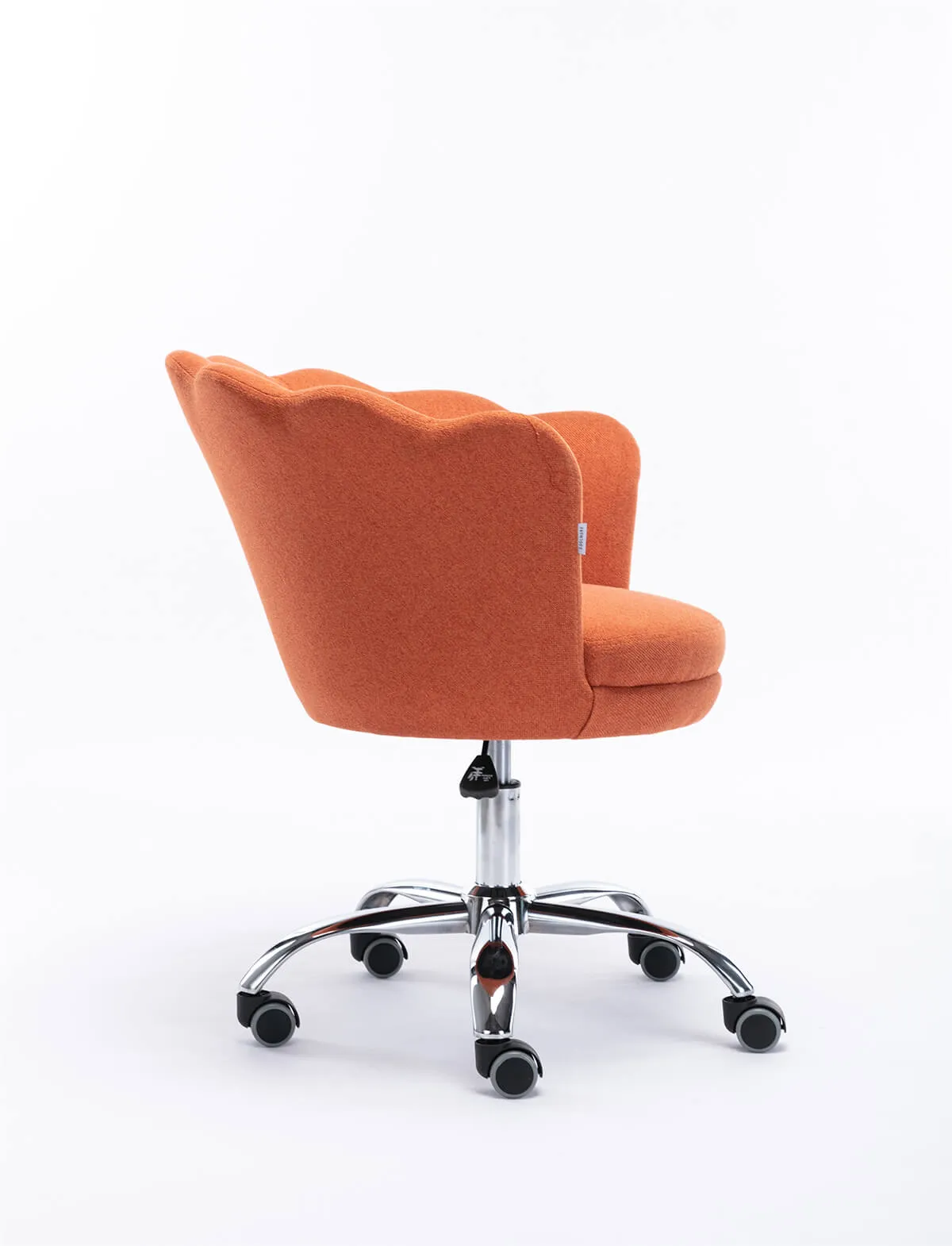 Modern Home Office Chair, Cute Velvet Upholstered Shell Chair Adjustable Swivel Vanity Chair for Women, Orange