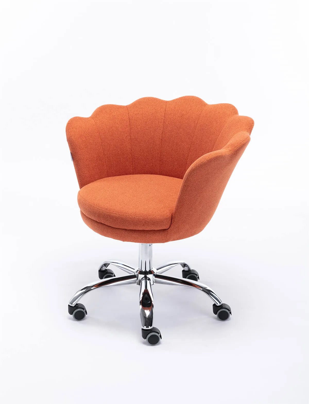 Modern Home Office Chair, Cute Velvet Upholstered Shell Chair Adjustable Swivel Vanity Chair for Women, Orange