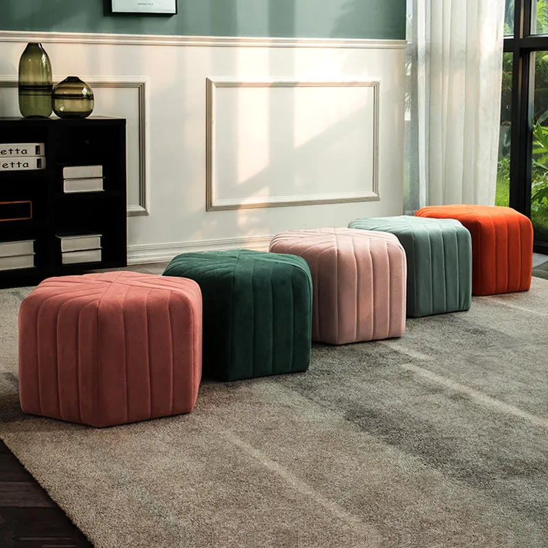 Modern Velvet Hexagon Ottoman