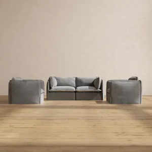 Modular Washable 2-Seater Sofa   Armchair Set in Ash | Memorix  Seat | Cloud Pillow