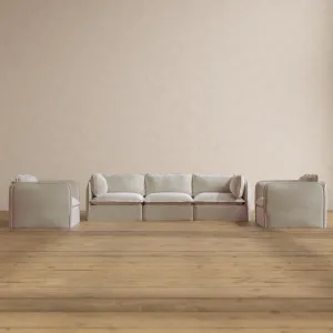 Modular Washable 3-Seater Sofa   Armchair Set in Coco | Memorix  Seat | Contour Pillow