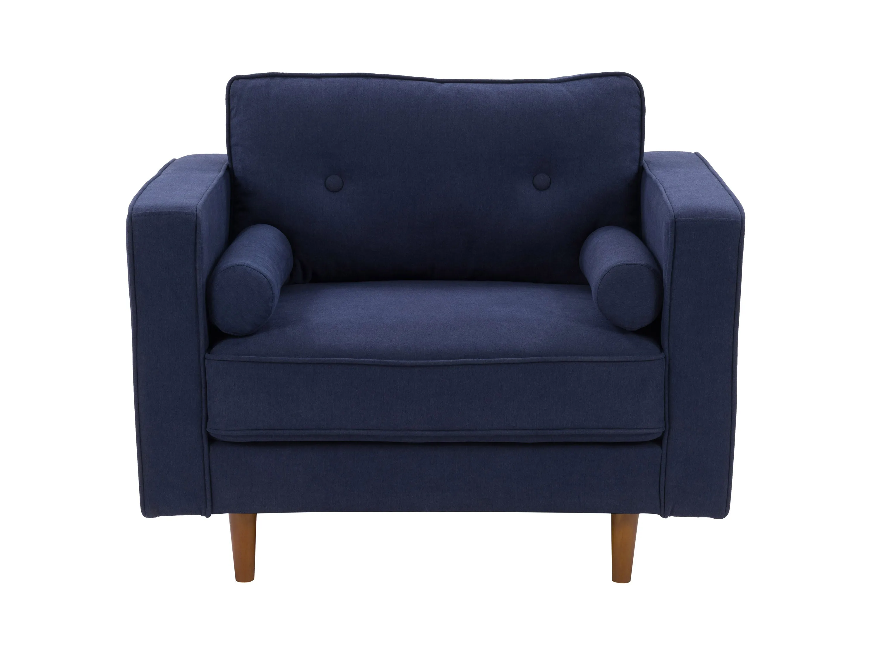 Navy Blue Accent Chair with Ottoman