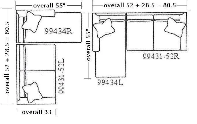 Oscar Sectional #4 - Sectional loveseat and chaise