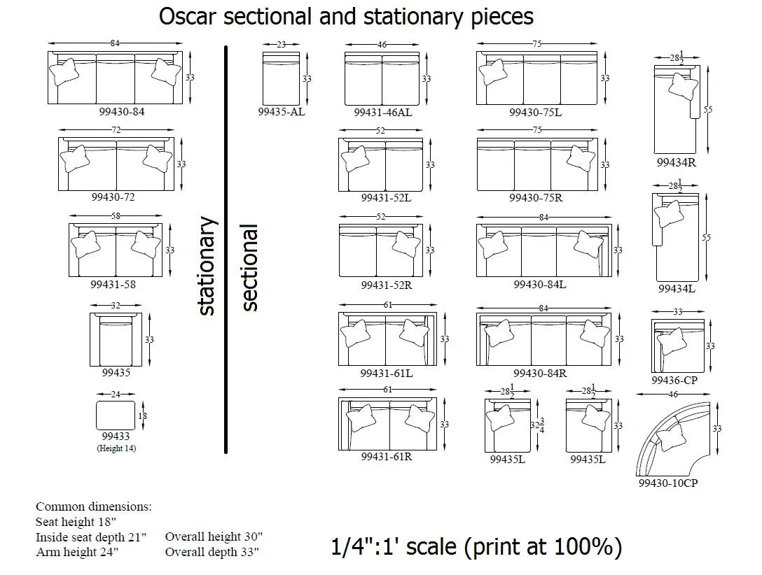 Oscar Sectional #4 - Sectional loveseat and chaise